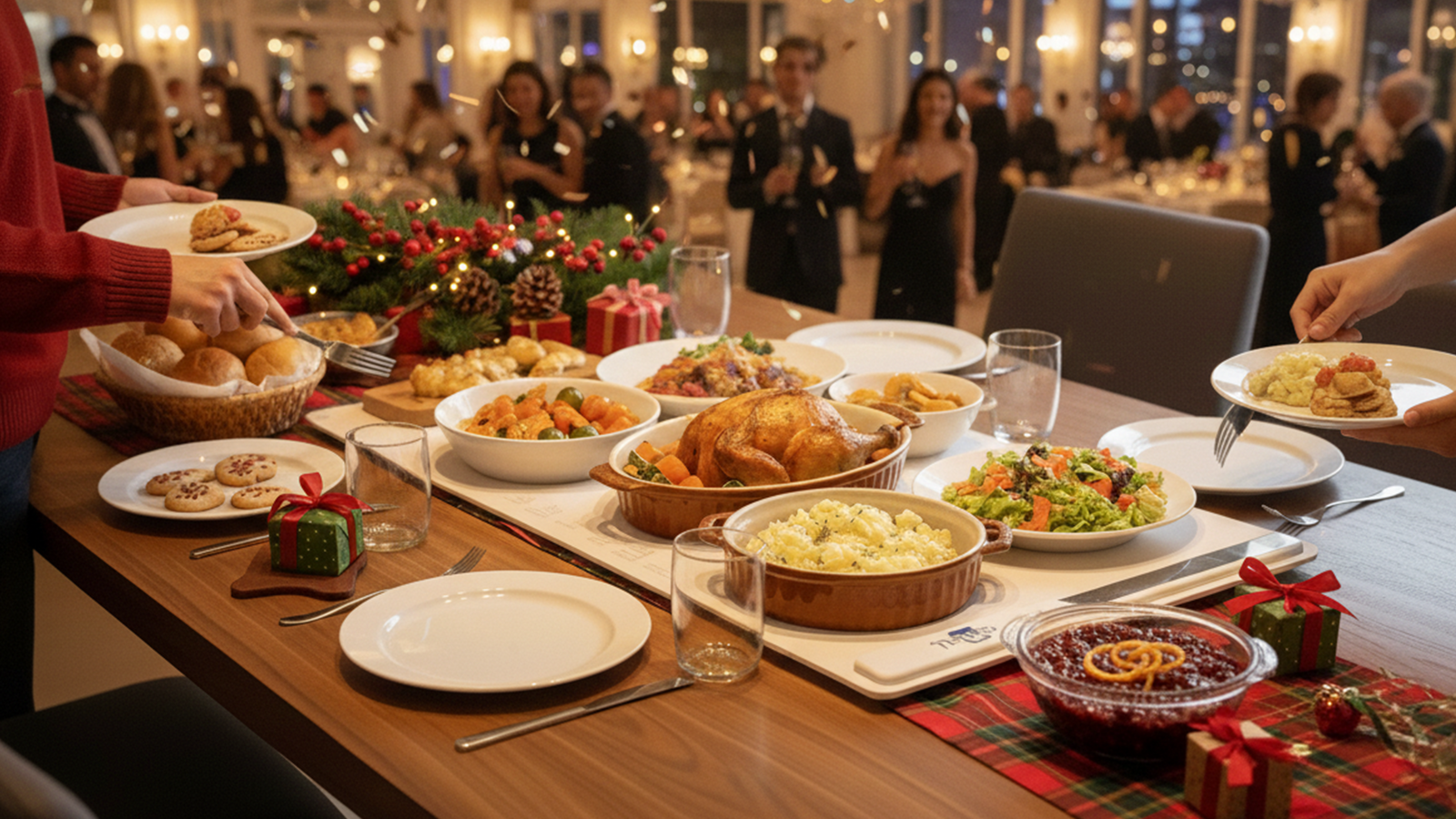 Dinner table with warm food